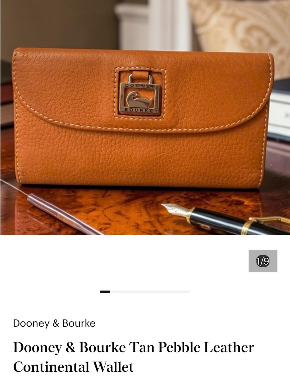 Dooney & Bourke Tan Pebble Leather Continental Wallet